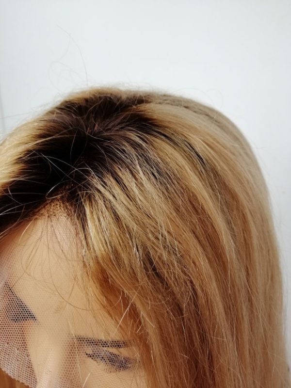 Peruka naturalna lace front długa złoty blond