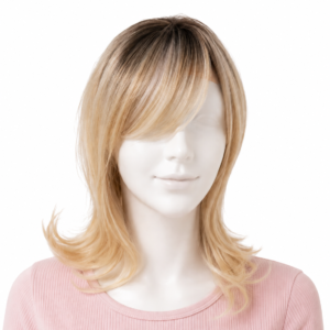 Topper z grzywką, tupet damski blond z ombre   40cm-12cm*13cm/26/613a-s6