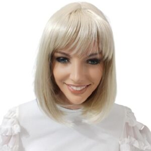 Peruka bob z grzywką platynowy blond 122 /30cm