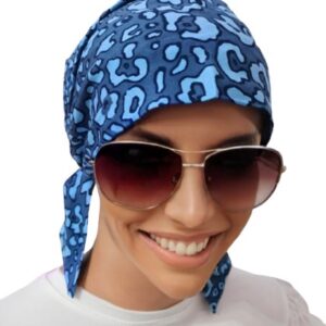 Turban , chusta po chemii Felicja new T-394 w kolorze niebieskim -wzorzysty  kolekcja Premium turbans