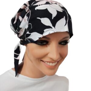 Turban , chusta po chemii Felicja new -342 -wzorzysty  kolekcja Premium turbans , czarny biały beżowy