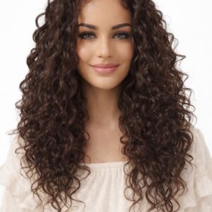 Peruka syntetyczna afro loki na mikroskórze  w kolorze brązowym   -55cm -Margaritta