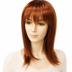 Peruka long  bob z grzywką Brigitte  w kolorze rudo-miedzainym -35cm
